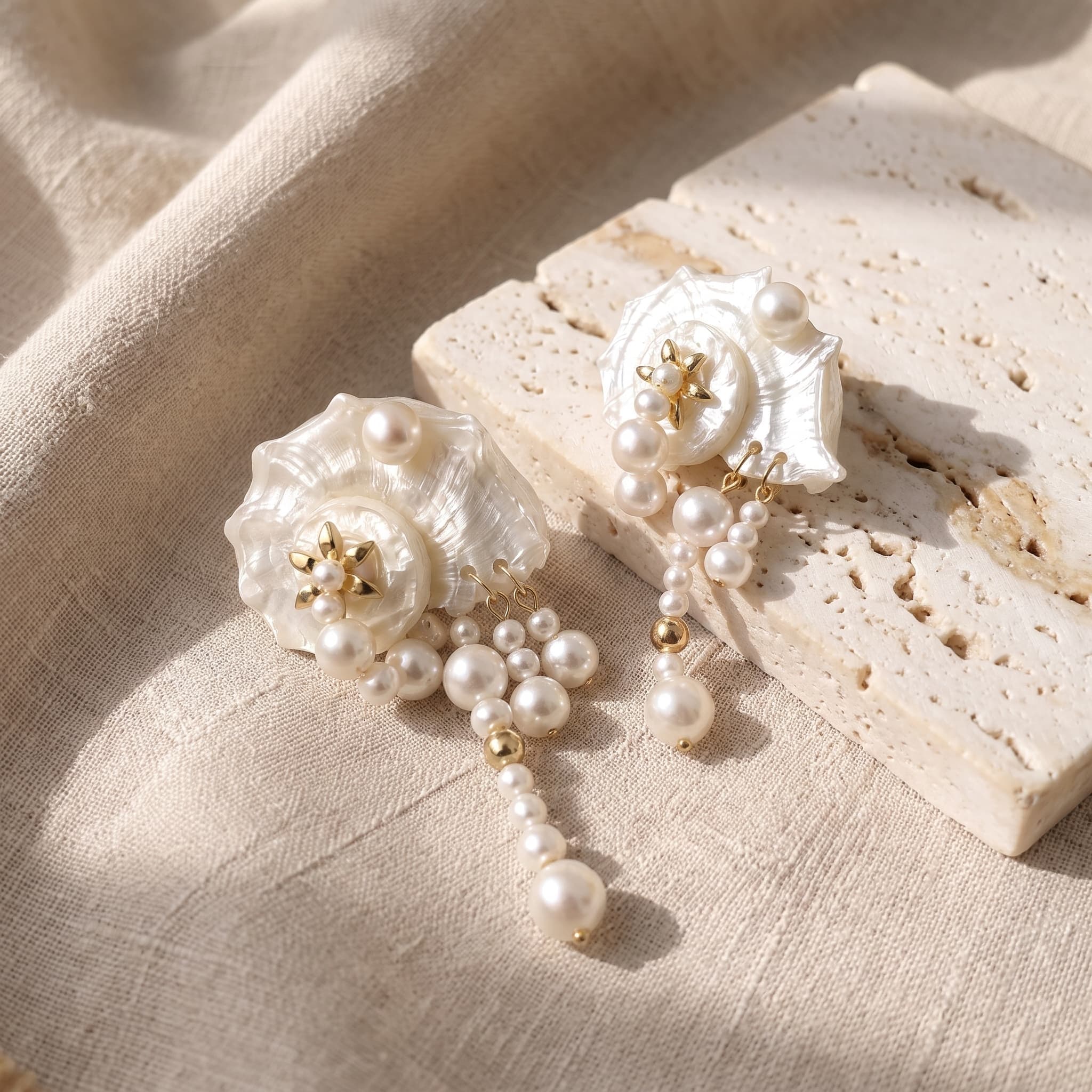 Mother of Pearl Scallop Drop Earrings thumbnail 3