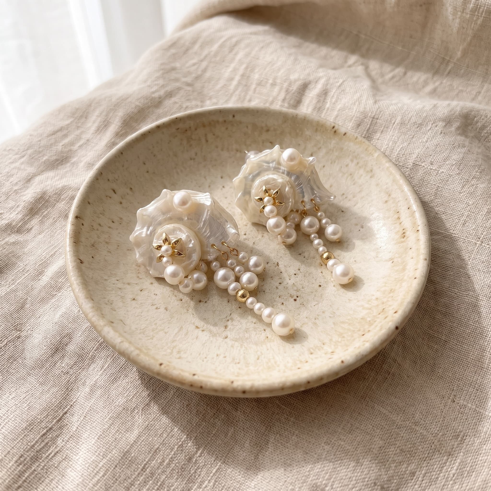 Mother of Pearl Scallop Drop Earrings thumbnail 2