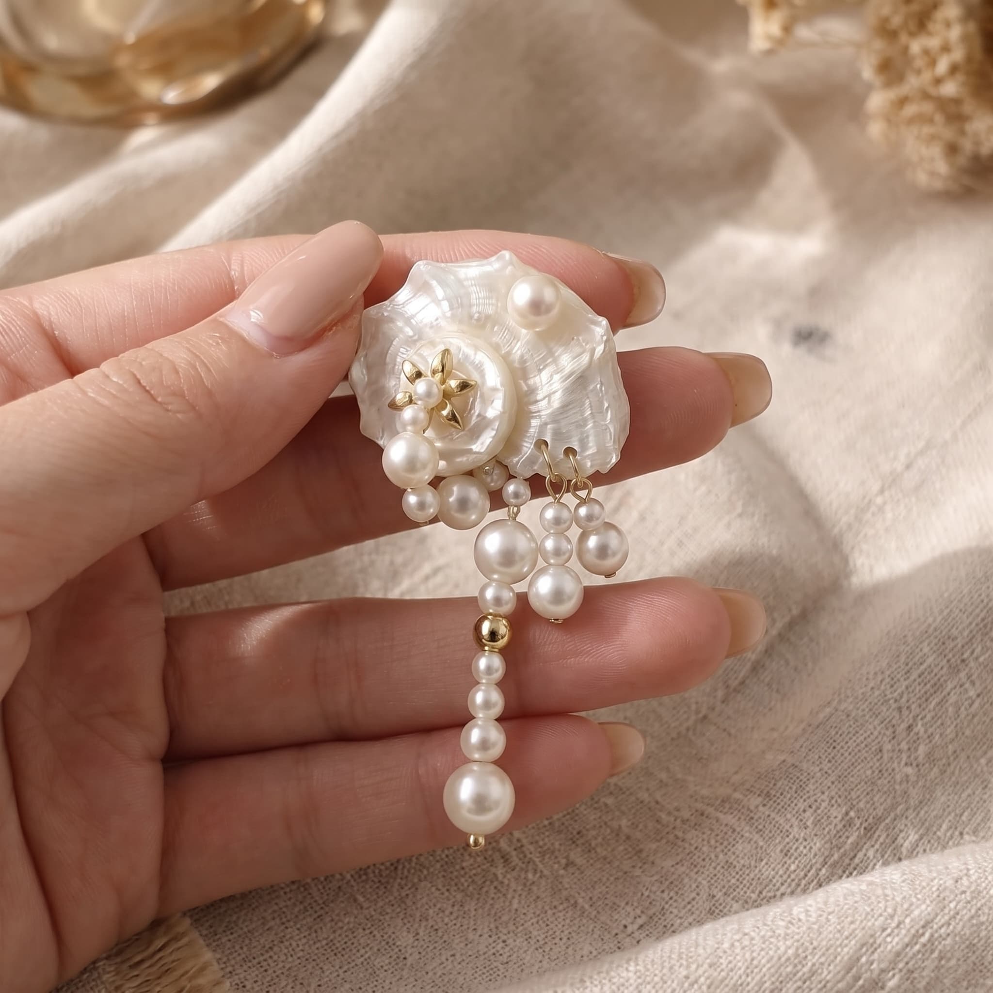 Mother of Pearl Scallop Drop Earrings thumbnail 5