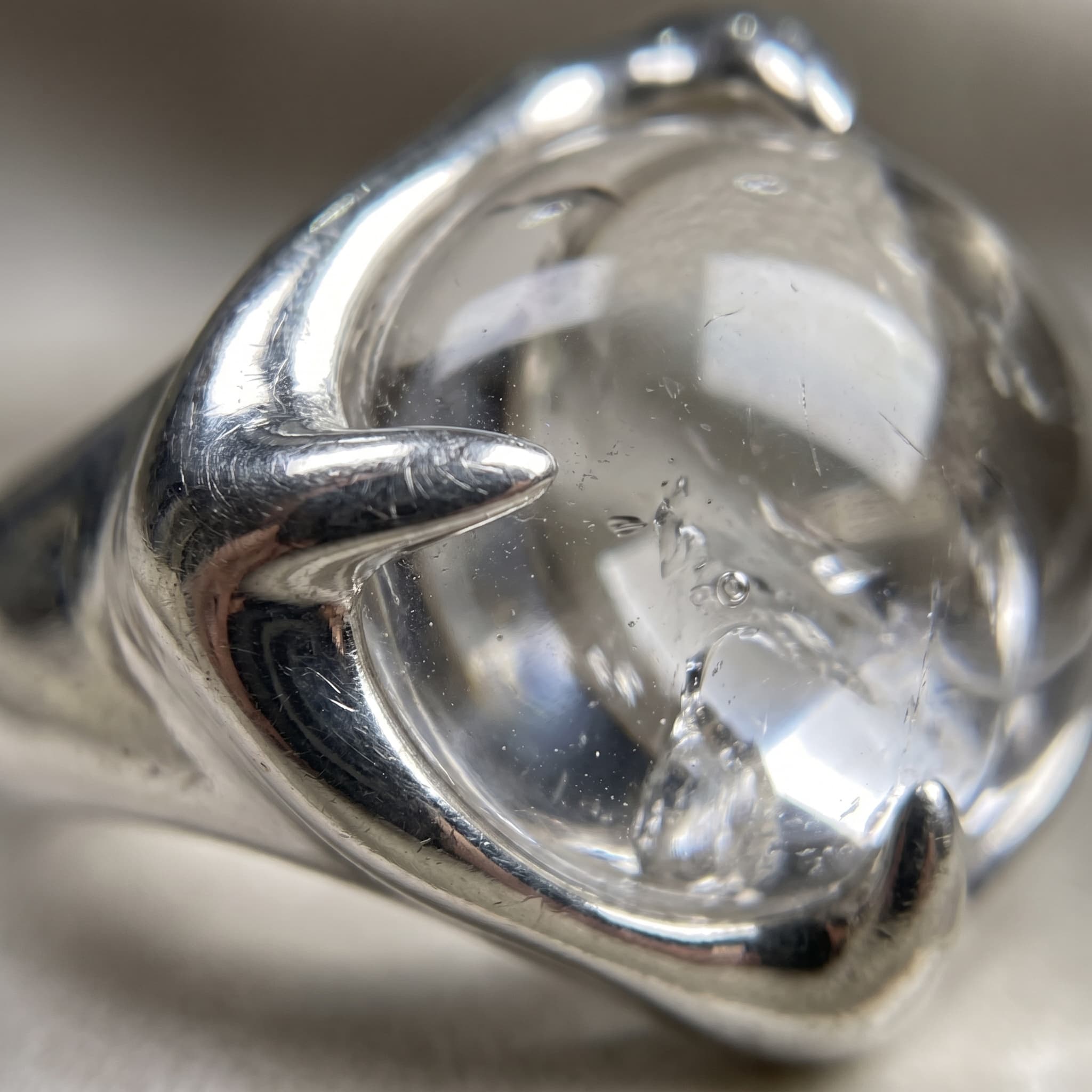 Talon Claw Quartz Crystal Orb Statement Ring thumbnail 3