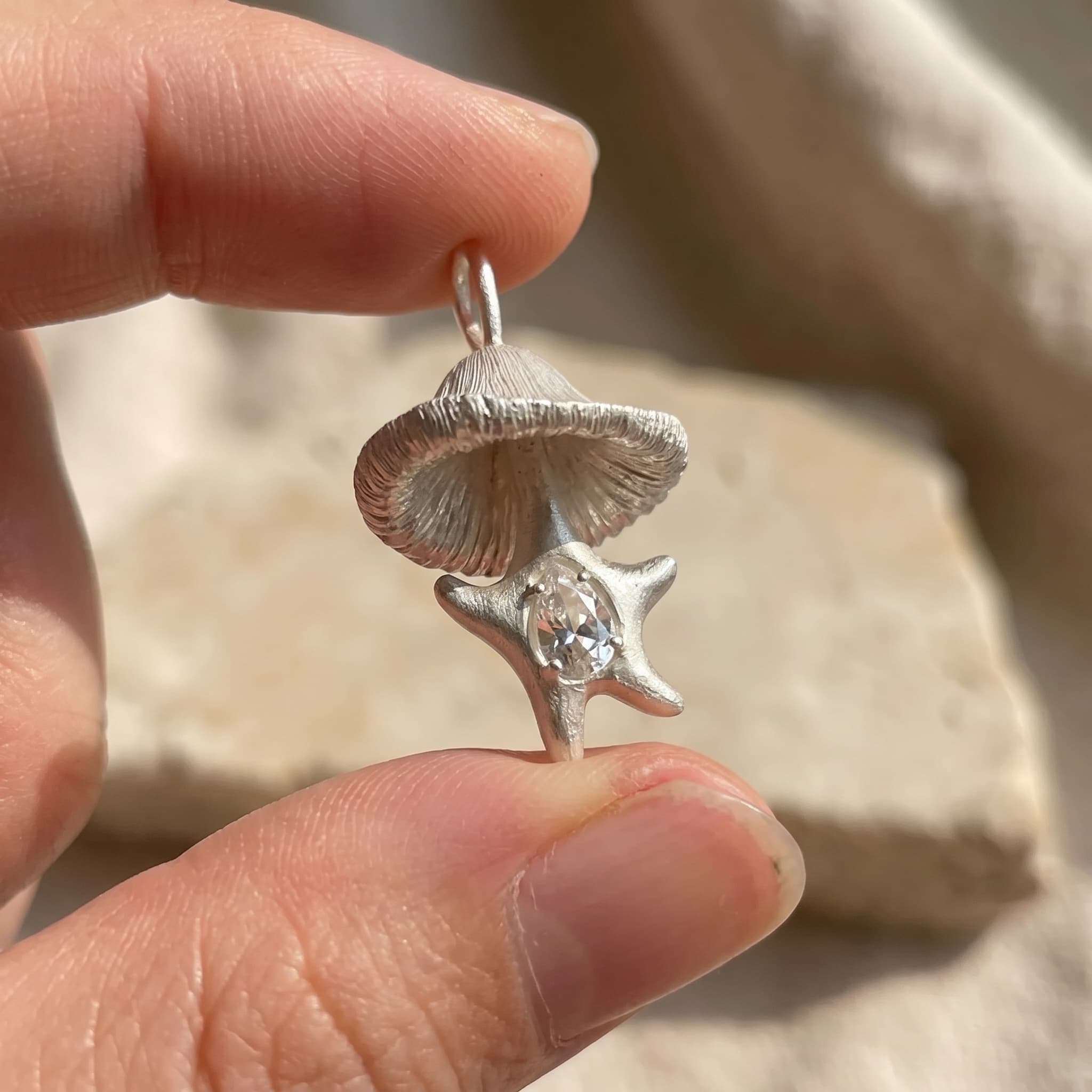 925 Sterling Silver Woodland Mushroom Pendant Necklace thumbnail 3