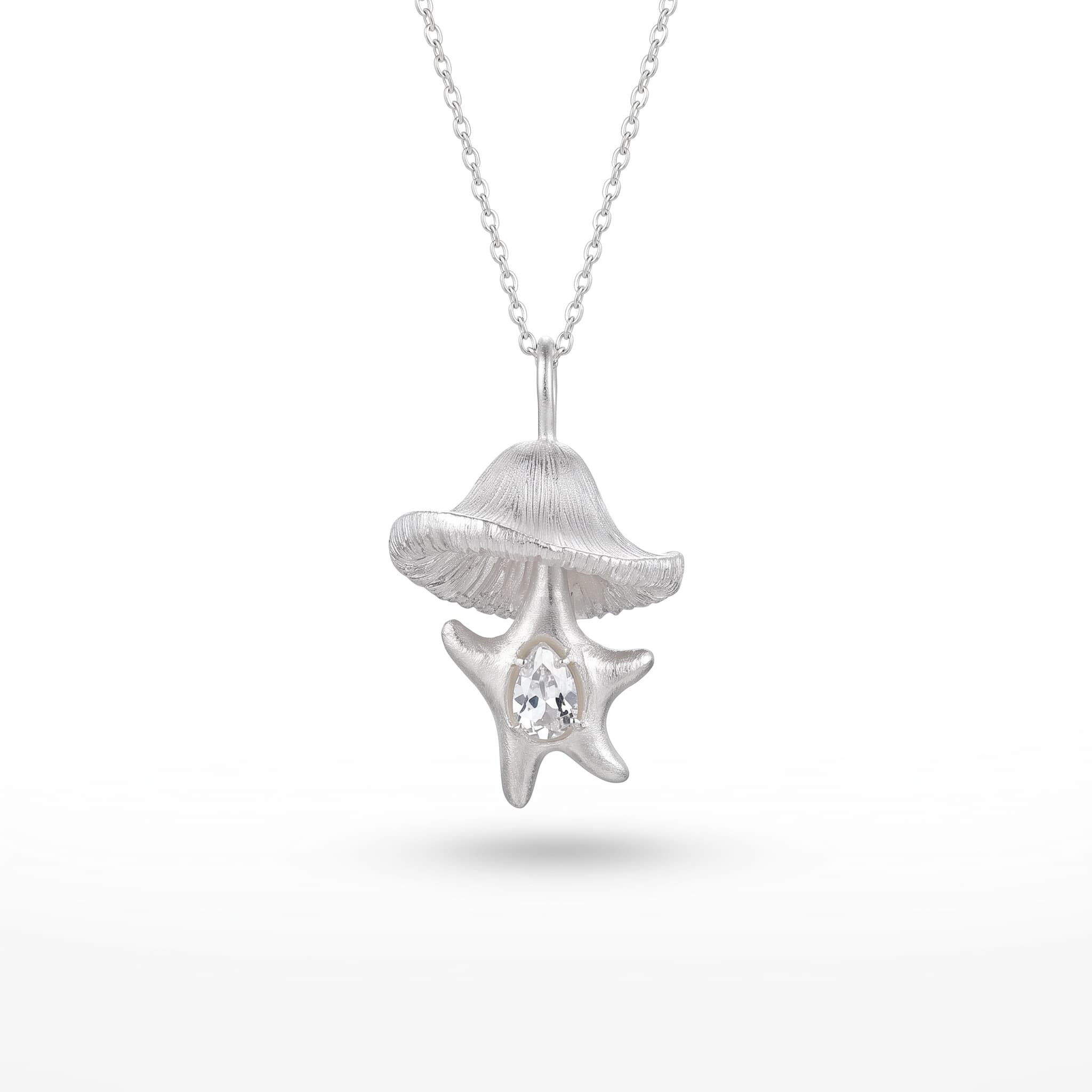 925 Sterling Silver Woodland Mushroom Pendant Necklace
